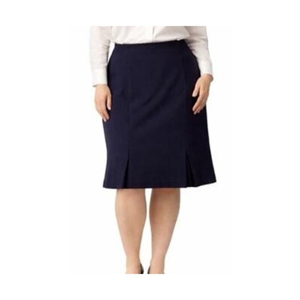 DKNY Skirt Womens Size L Blue Pull On Pleated Hem Stretch Unlined Elastic Waist